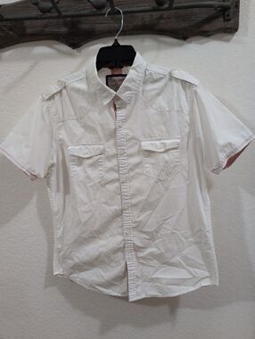 Hudson & Barrow Large White Short Sleeve Western Style Button Down Shirt